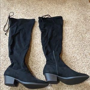 Black thigh high boots